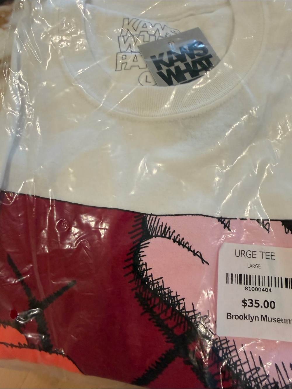 KAWS TSHIRT WHAT PARTY SZ large - new in package URGE- authentic